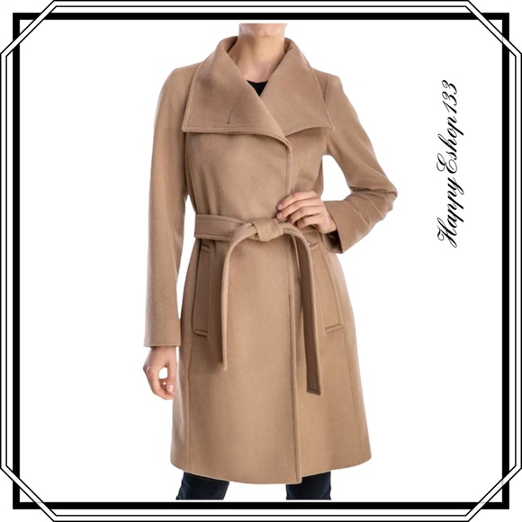 Michael Kors Women's Belted Asymmetrical Wool Blend Trench Coat